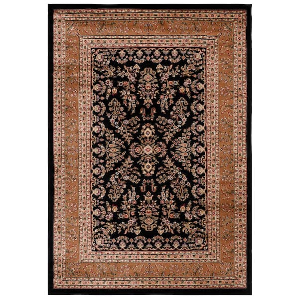 Lyndhurst Black/Tan Doormat 3 ft. x 5 ft. Border Area Rug