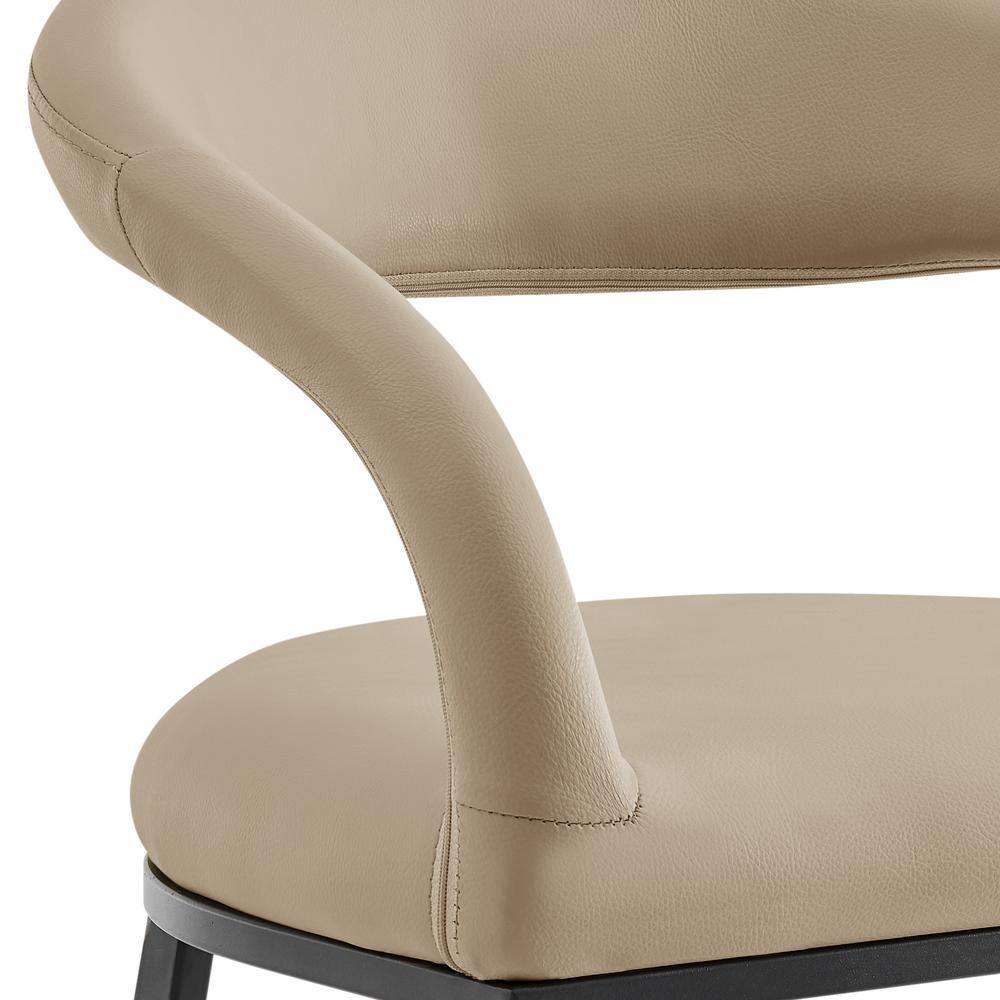 Ramona 30" Beige Faux Leather and Black Metal Bar Stool