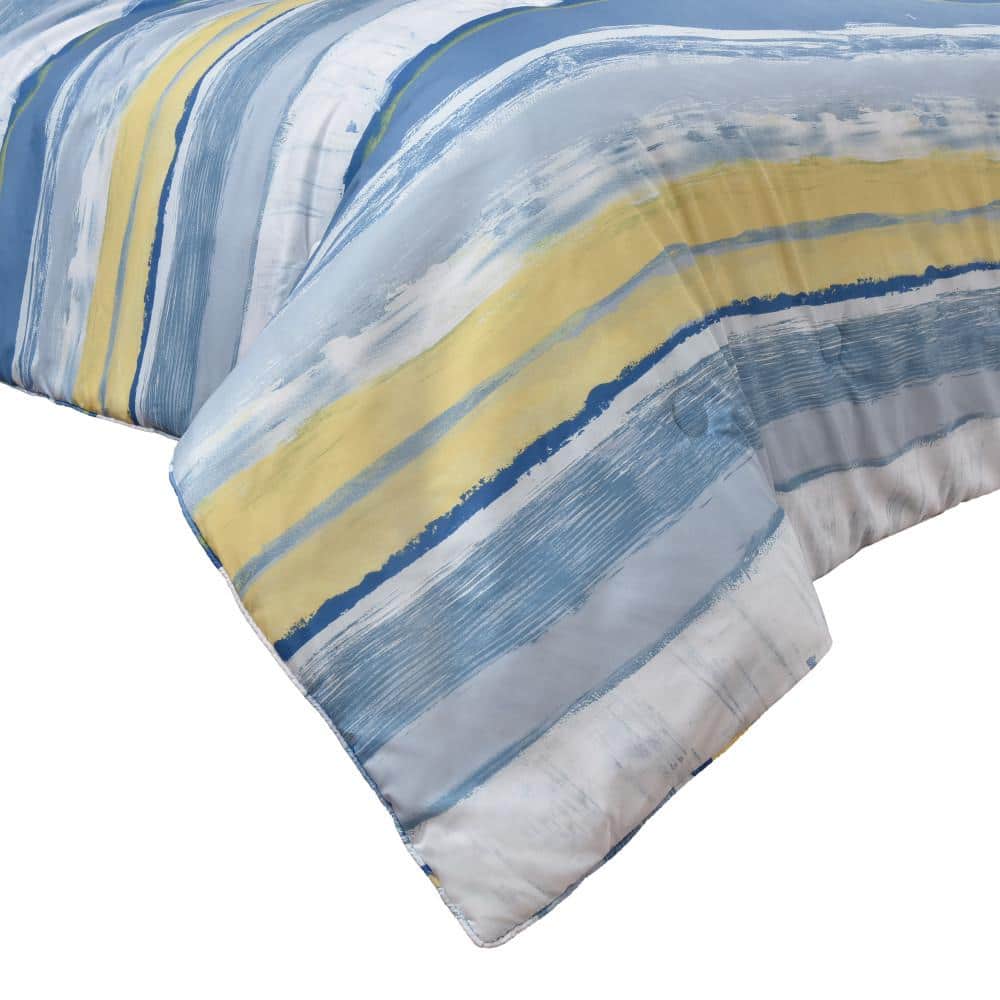 Full Blue Microfiber Nautical Comforter Set with Shams