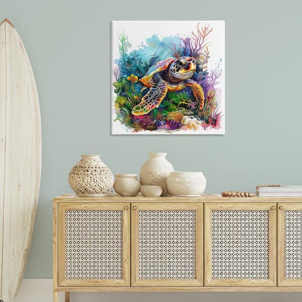 Stupell Industries Coral and Sea Life Turtle by LSR Design Studio