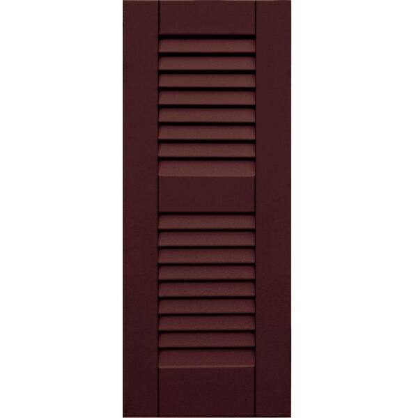 Winworks Wood Composite 12 in. x 30 in. Louvered Shutters Pair #657 Polished Mahogany