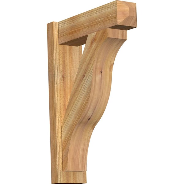 Ekena Millwork 6 in. x 28 in. x 20 in. Western Red Cedar Fuston Craftsman Rough Sawn Outlooker