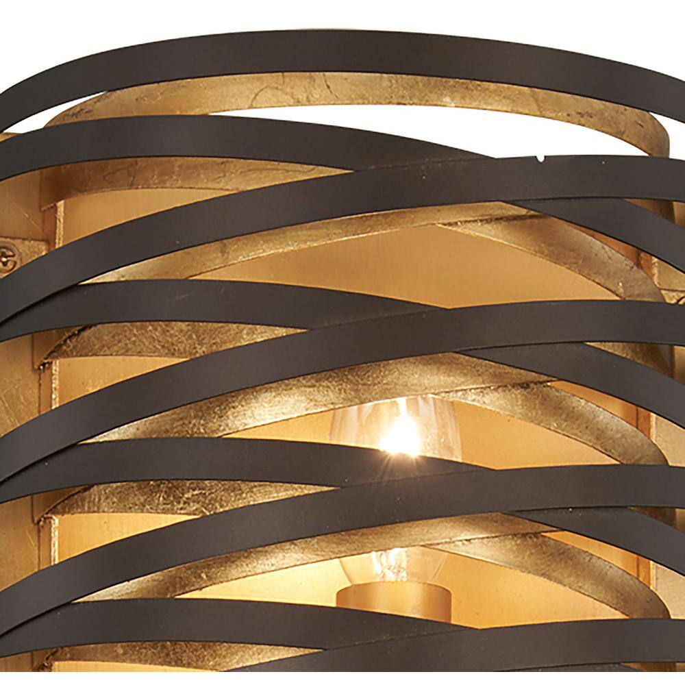 Vortic Flow 3-Light Wall Sconce in Dark Bronze with Mosaic Gold Interior