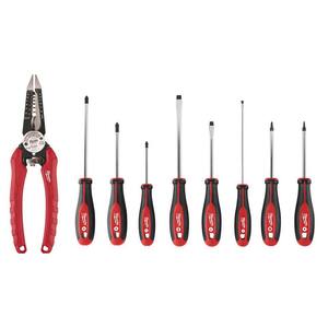 7.75 in. Combination Electricians 6-in-1 Wire Strippers Pliers and Screwdriver Set (9-Piece)