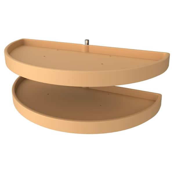 15.875 in. H x 18 in. W x 39 in. D Almond Polymer 2-Shelf Half Moon Door Mount Lazy Susan and Blind Corner Optimizer