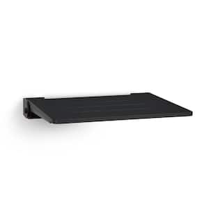 SlimLine Folding Wall Mount Shower Bench Seat, Matte Black Seat with Matte Black Frame