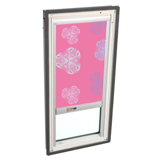 VELUX 21 in. x 45-3/4 in. Fixed Deck-Mounted Skylight with  LowE3 Glass Pink Solar Powered Blackout Blind-DISCONTINUED