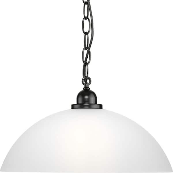 Progress Lighting Classic Dome Collection 1-Light Matte Black Transitional Pendant