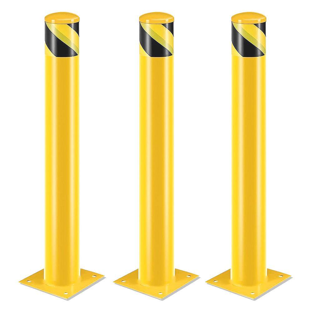 36 in. x 4.5 in. Yellow Powder Coated Steel Safety Bollard Post Parking Bollard Driveaway Barrier (3-Pieces) price history on PriceWatchPro