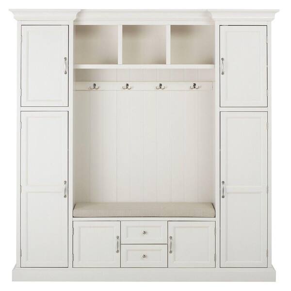 Reviews for Home Decorators Collection Royce 79 in. Polar Off White Hall Tree Pg 1 The Home Depot