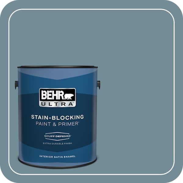 BEHR ULTRA 1 gal. #QE-54 Shaker Blue Extra Durable Satin Enamel Interior Paint & Primer