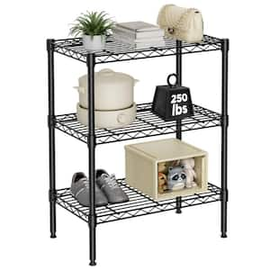 Storage Shelving Unit, Adjustable Metal Wire Racks Heavy Duty Standing Shelf Organizer for Kitchen in Black