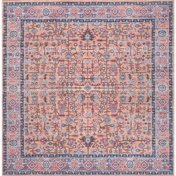 Kemer All-Over Multi 6 ft. Persian Machine-Washable Square Area Rug
