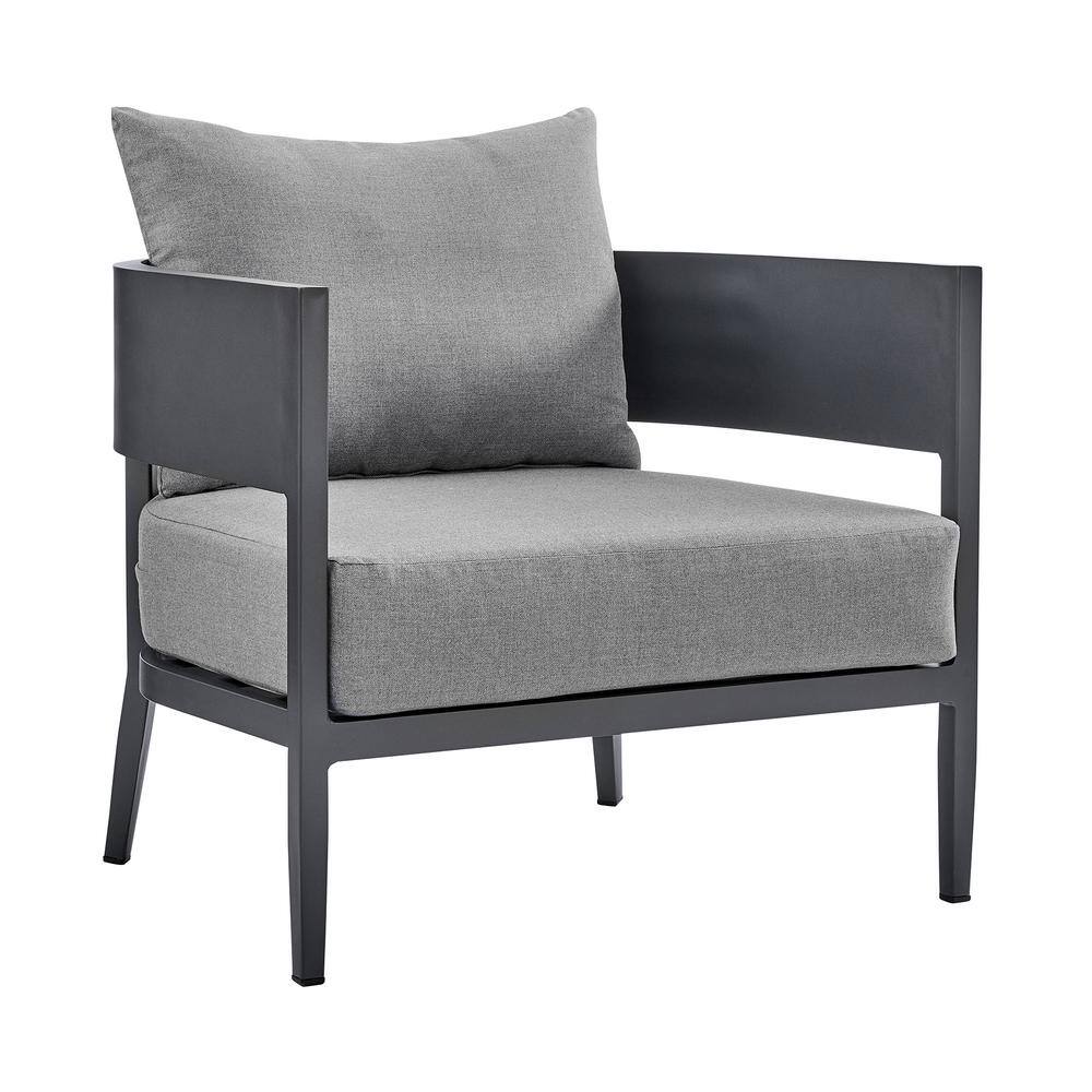 Menorca Dark Gray Aluminum Outdoor Lounge Chair with Cushions