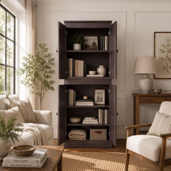 Concepts In Wood 72 in. Espresso Wood 5-shelf Standard Bookcase