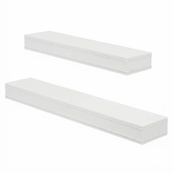 Beaded 2-Piece 23 in. W x 5 in. D White MDF Decorative Wall Shelf