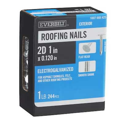 1 in. x 2D Electro-Galvanized Non-Collated Roofing Nails 1 lb. (244-Count)
