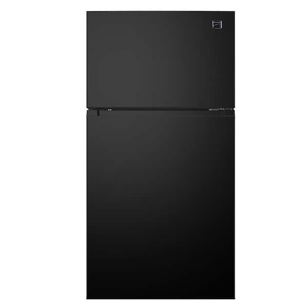 33 in. Wide 20.4 cu. ft. Top Freezer Refrigerator in Black with Installed Icemaker