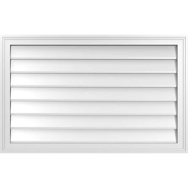 Ekena Millwork 38" x 24" Rectangular White PVC Paintable Gable Louver Vent Non-Functional