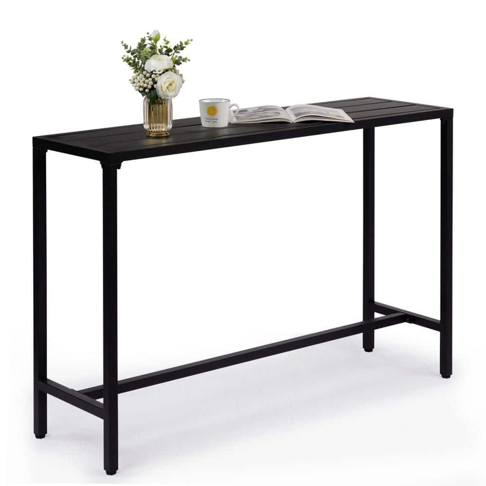 55 in. Outdoor Bar Table with Adjustable Feet, Rectangle Narrow Counter Height Table for Balcony, Yard, Poolside, Black price history on PriceWatchPro