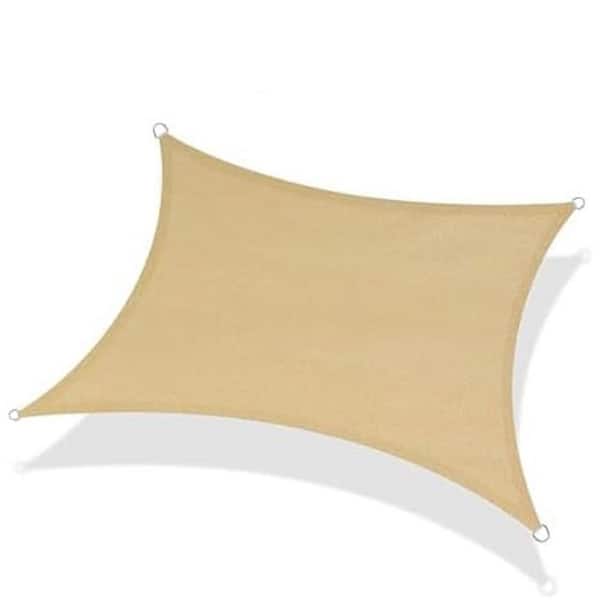 12 ft. x 16 ft. Rectangle Sand Sun Shade Sail Canopy with UV Block for Outdoor Patio Garden Backyard