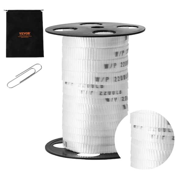 VEVOR Polyester Pull Tape 5/8 in. x 108 ft. Mule Tape Flat Rope 2200 lbs. Tensile Capacity for Pulling Loading Packing, White