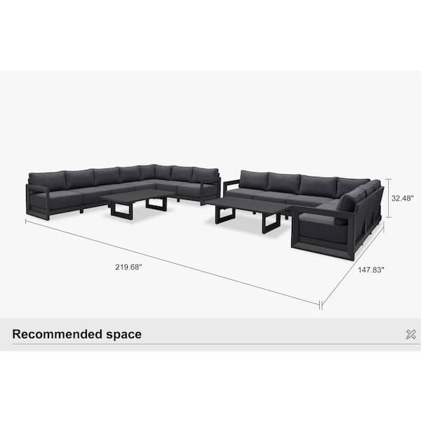 15-Pieces Patio Conversation Sets All Weather Outdoor Couch Sectional Set with Cushion Conversation Set,Gray