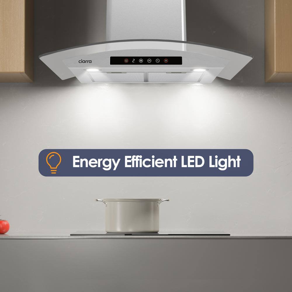 30" Stainless Steel Convertible Wall Mounted Range Hood with Touch Pad Control