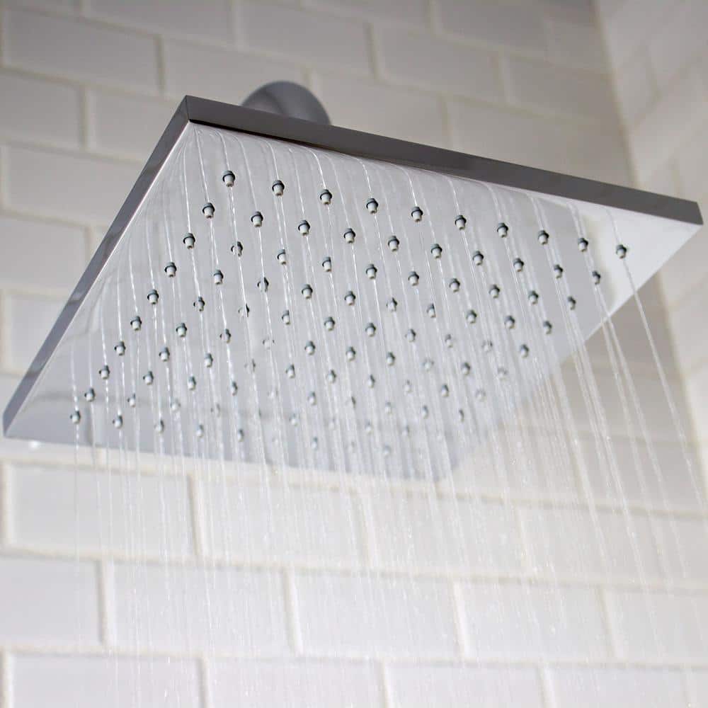 Kubos Square Polished Chrome Ceiling and Wall Mounted Rain Shower Head