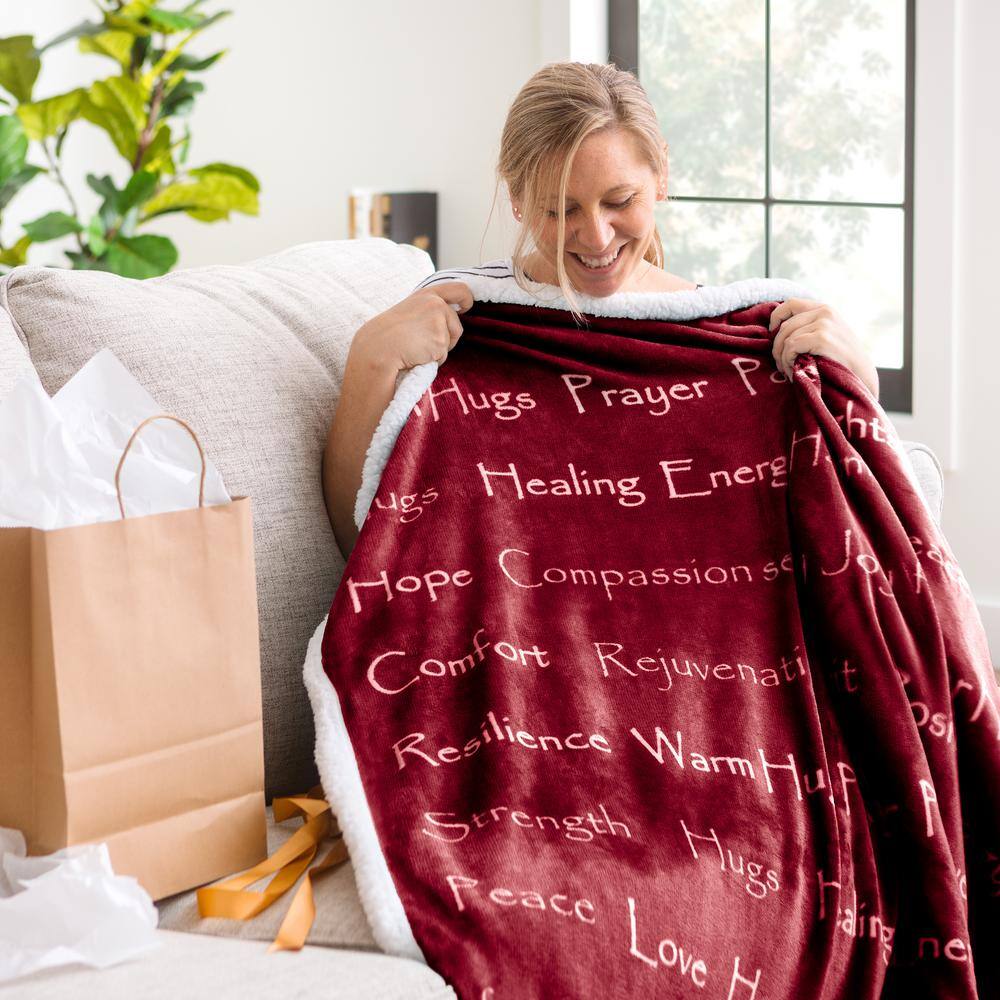 Maroon Reversible Faux Fur and Sherpa Throw Blanket