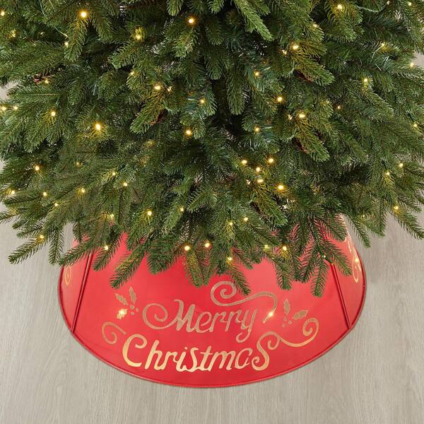 Glitzhome 26 in. D Merry Christmas Cutout Metal Tree Collar