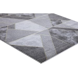 BrightonCollection Madison Gray 2 ft. x 7 ft. Geometric Runner Rug