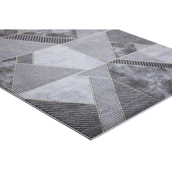 BrightonCollection Madison Gray 2 ft. x 7 ft. Geometric Runner Rug