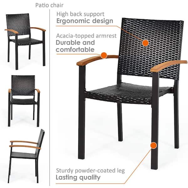 Alpulon Brown Steel Patio Dining (4-Pack) Chairs ZY1C0095 Wicker Stackable The Outdoor Home - Depot