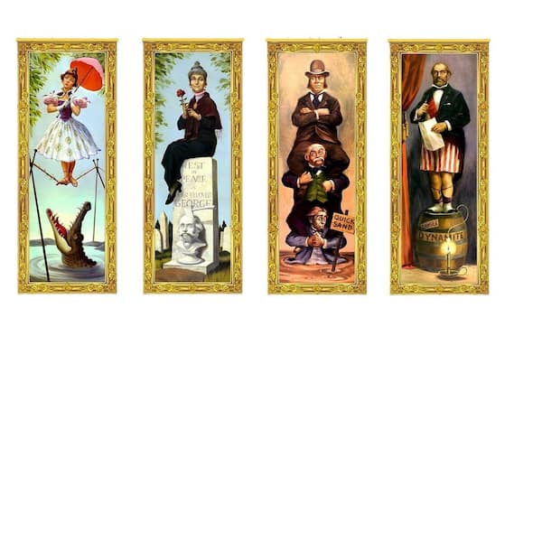 4-Piece Large Halloween Haunted Mansion Stretching Portraits Decorations for Indoor Holiday Home Banner Party