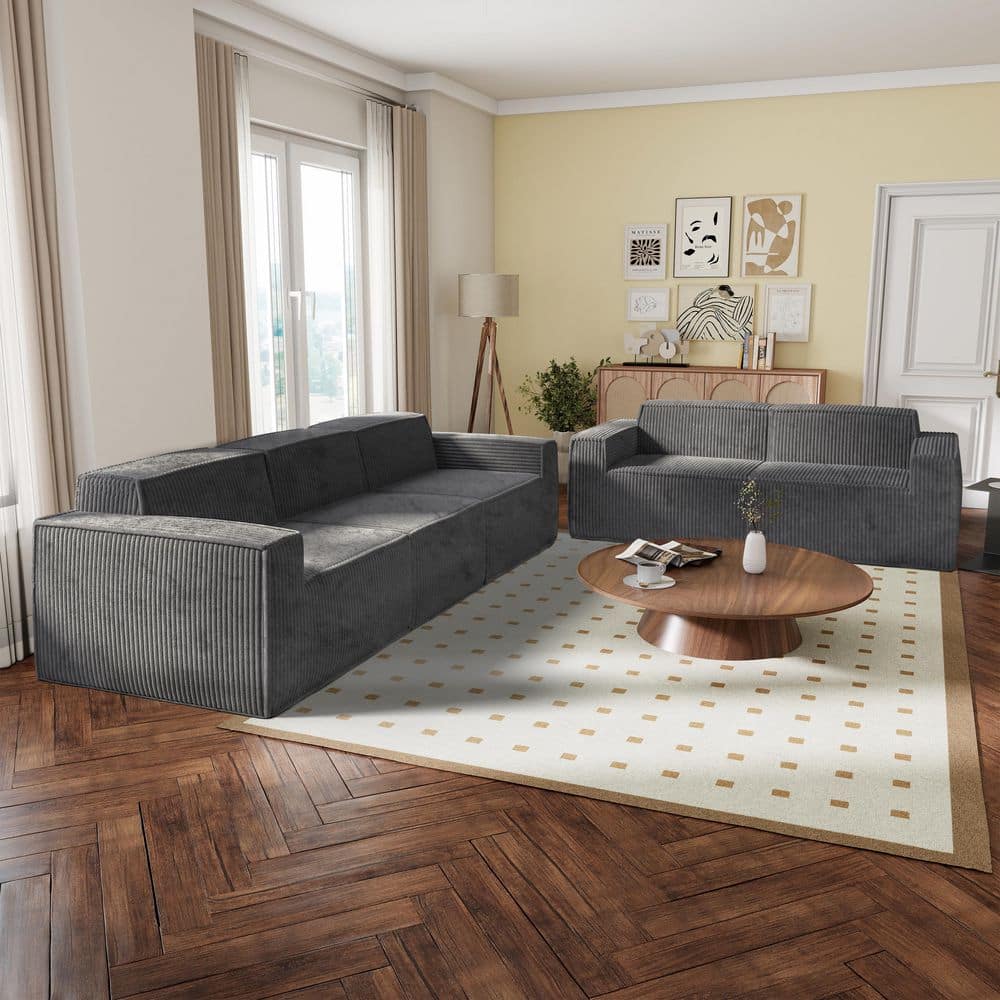 Cadena 2-Piece Dark Gray Chenille Corduroy Modular All Foam Living Room Set price history on PriceWatchPro