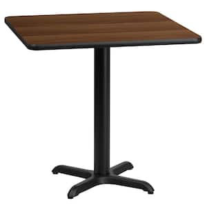 24 in. Square Black and Walnut Laminate Table Top with 22 in. x 22 in. Table Height Base