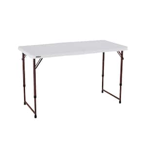 4 ft. Adjustable Height Fold-in-Half Table; Almond