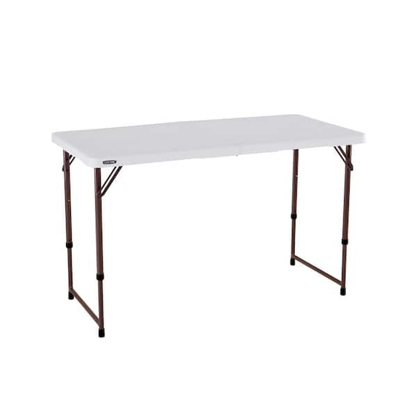 Lifetime 4 ft. Adjustable Height Fold-in-Half Table; Almond 80667 - The Home  Depot