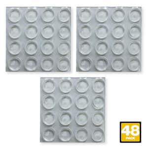 1/2 in. Clear Soft Rubber Like Plastic Self-Adhesive Round Bumpers (48-Pack)