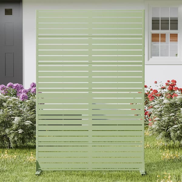  72 in. x 47 in. Outdoor in Olive Green Metal Privacy Screen Garden Fence in Louver Pattern