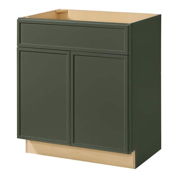 Leyton 30 in. W x 21 in. D x 34.5 in. H Ready to Assemble Plywood Slim Shaker Bath Sink Base Cabinet in Fern Green