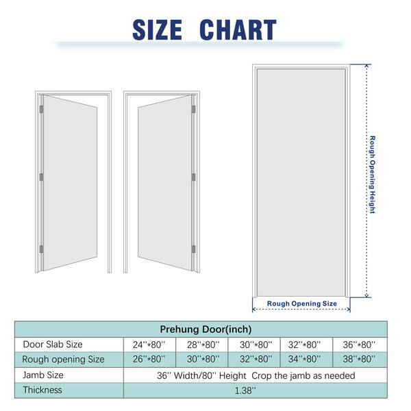 TENONER 32 in. x 80 in. 6 Panel, Hollow Core,White Primed