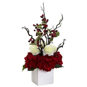 23.5 in. Holiday Cheers Artificial Arrangement with Vase Centerpiece