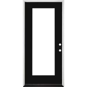 Legacy 30 in. x 80 in. Full-Lite Clear Glass LHIS Primed Black Finish Fiberglass Prehung Front Door