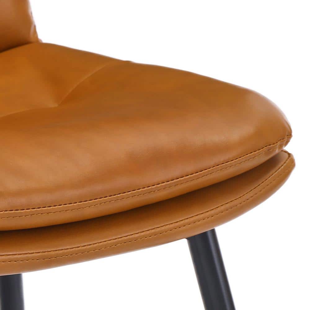 Whiskey Brown Faux Leather Counter Stools with Metal Legs, Set of 4