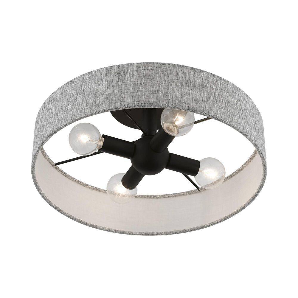 Elmhurst Black and Gray 4-Light Drum Semi-Flush Mount