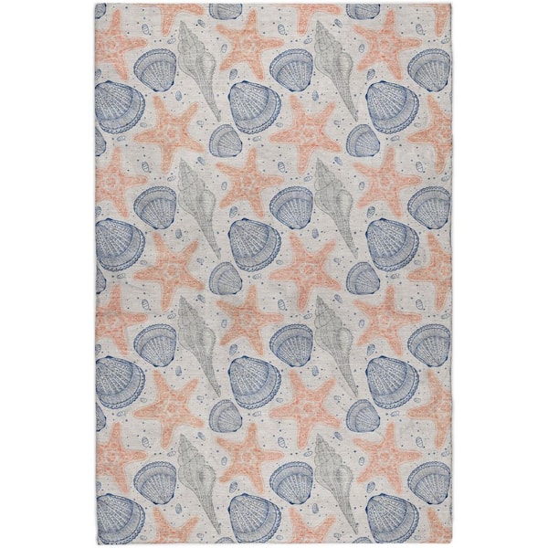 Dream Shag Premium Machine Washable Abstract ADS183 Peach 3 ft. x 5 ft. Area Rug
