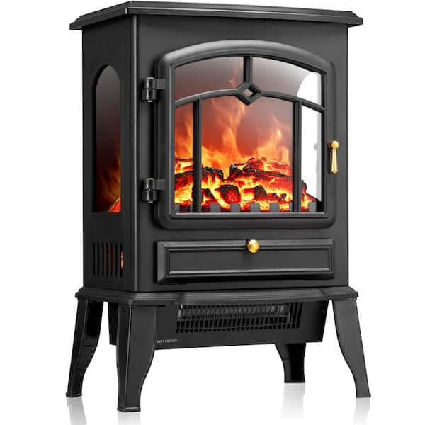 15.35 in. Freestanding Electric Fireplace Stove Heater in Black