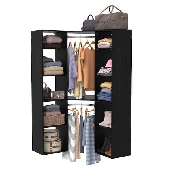 ClosetMaid Style+ Noir Hanging Wood Closet Corner System with (2) 16.97 in. W Towers, 2 Corner Shelves and 2 Corner Rods